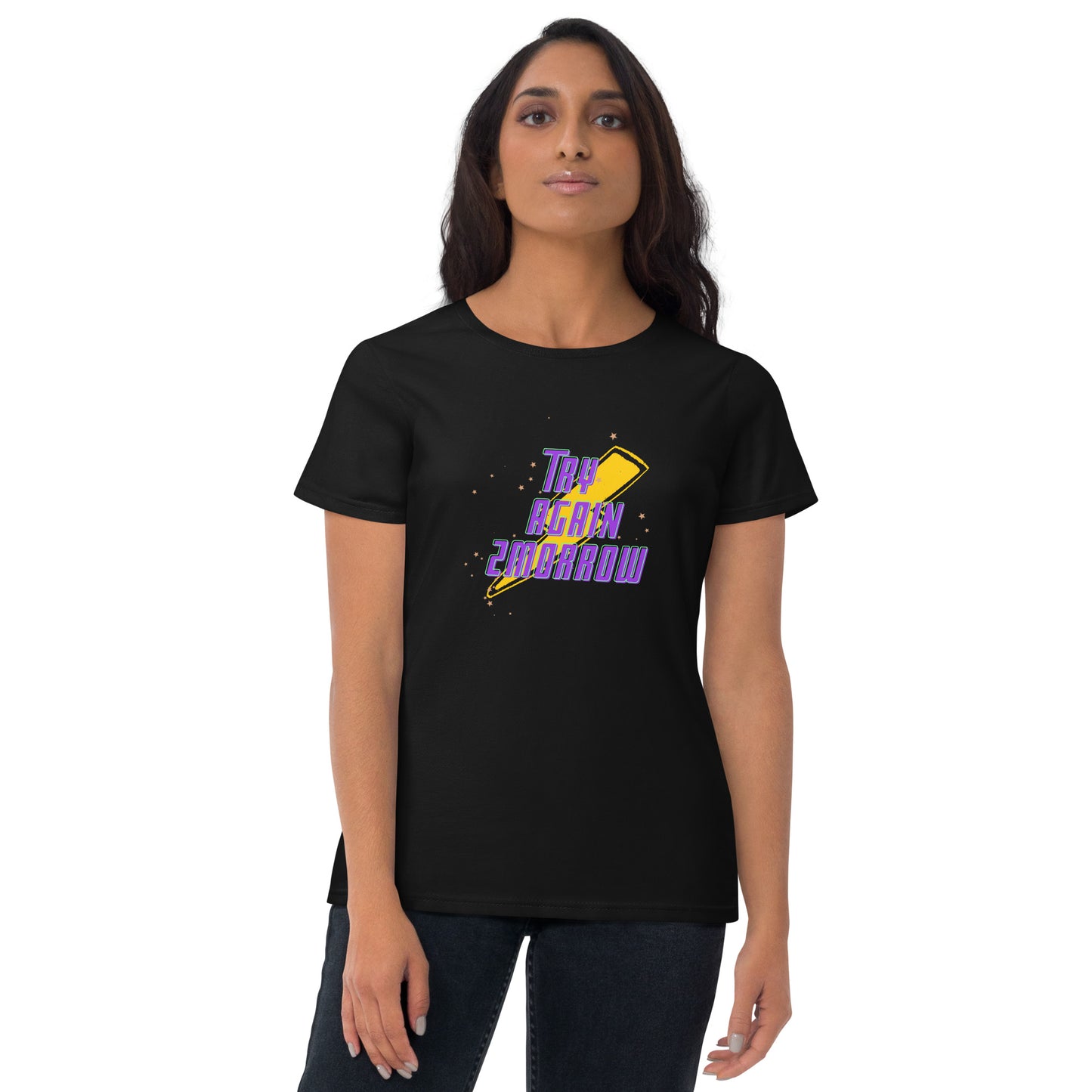 Try Again 2morrow (Women’s Lightning fitted t-shirt)