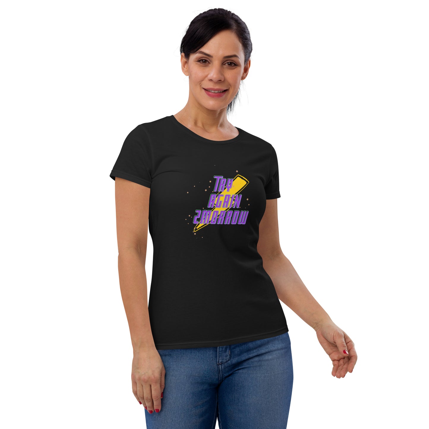 Try Again 2morrow (Women’s Lightning fitted t-shirt)