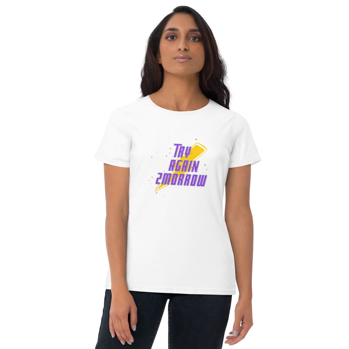 Try Again 2morrow (Women’s Lightning fitted t-shirt)